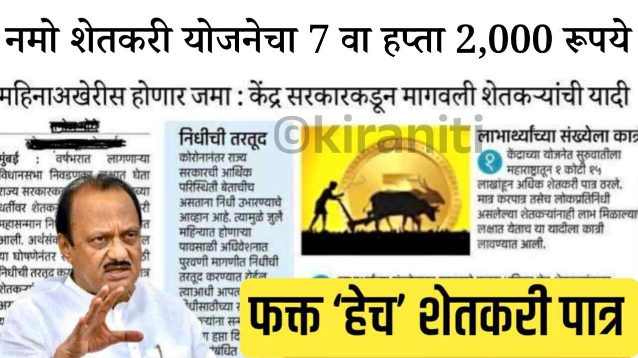 नमो शेतकरी योजनेचा 7 वा हप्ता 2,000 रूपये कधी मिळणार? Namo Shetkari Yojana hafta Date
