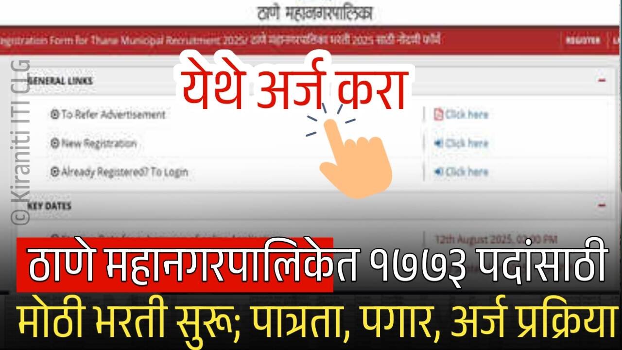 ठाणे महानगरपालिकेत १७७३ पदांसाठी मोठी भरती सुरू; पात्रता, पगार, अर्ज प्रक्रिया संपूर्ण माहिती!